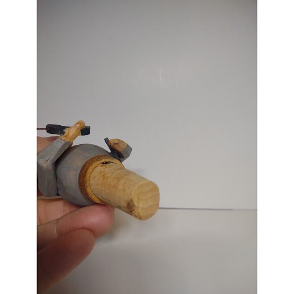 ANRI Phone Call Man Bottle Stopper Wood Carved Puppet Barware Vintage Mechanical - Picture 6 of 8